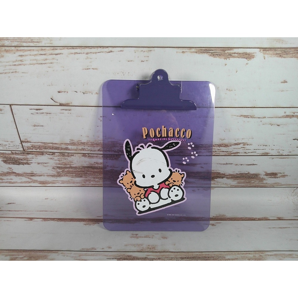 Vintage 2001 Sanrio Pochacco School Clipboard Purple Clear Y2K Rare Used